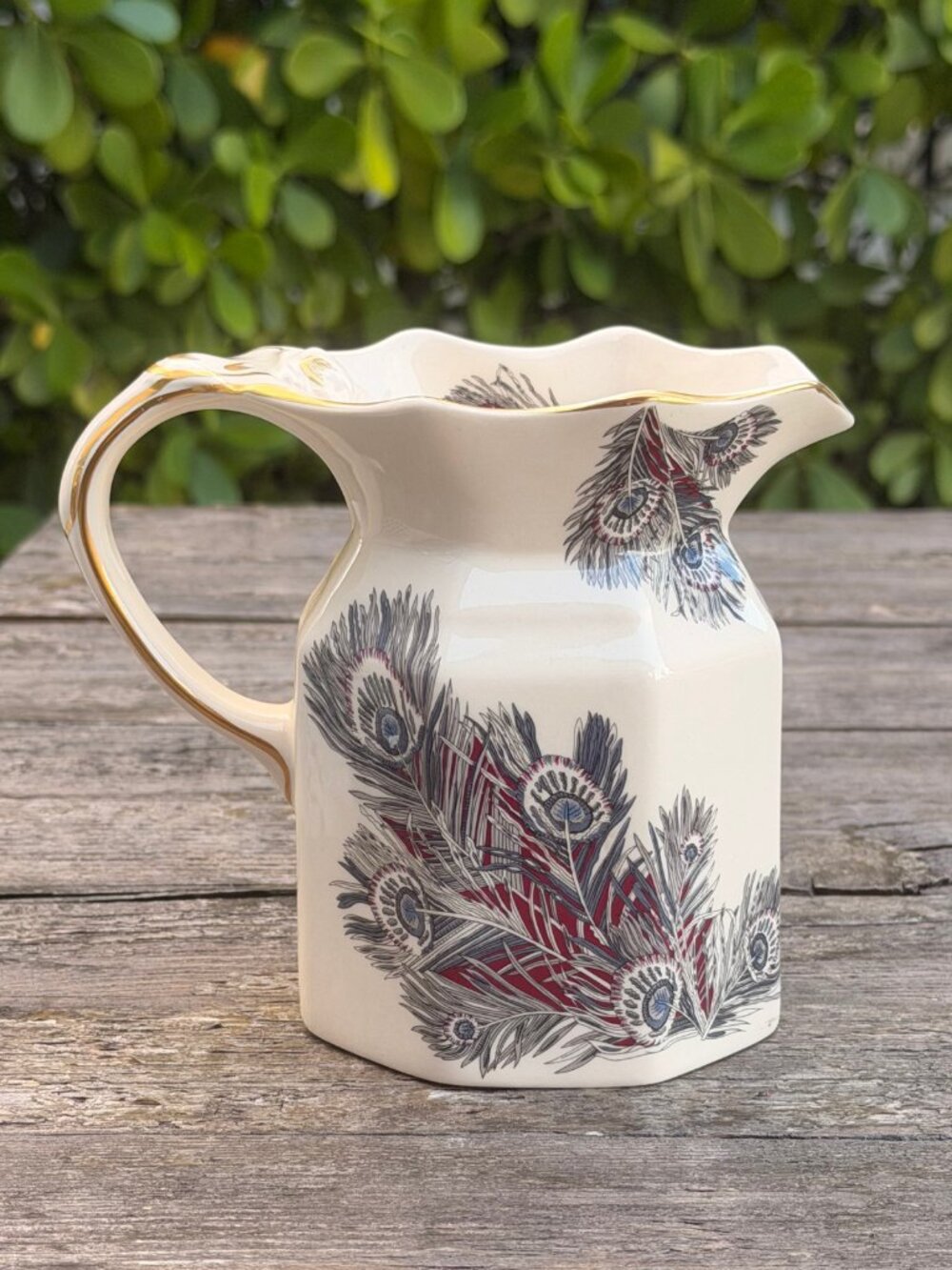 Vintage Mason’s Ironstone Hera Pitcher Liberty of London Peacock Feather ENGLAND